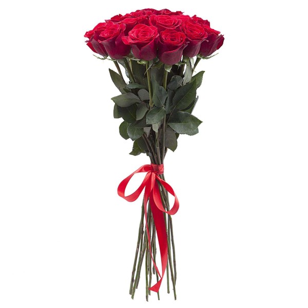 15 красных роз Фридом 100 см