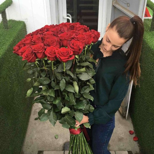 21 гигантская Красная роза 110 см