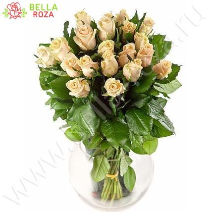 25 роз бежевых Талея "Пломбирка" 70 см