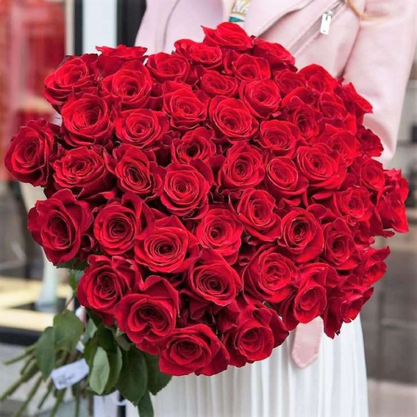 51 красная роза 90 см