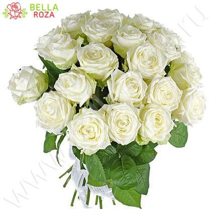 Букет из 25 белых роз Аваланш 70 см "Чувства"