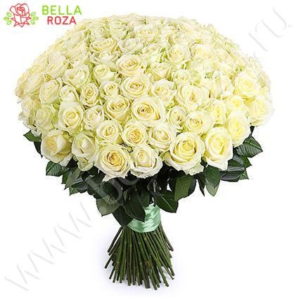 101 белая роза Аваланш  70 см "Большой снег"