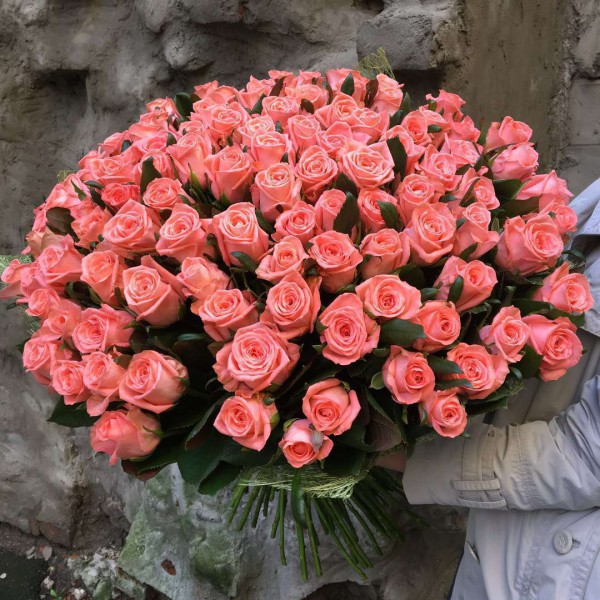 51 розовая роза 90 см