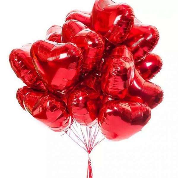 Хромированные красные шары "Сердце" 15 штук