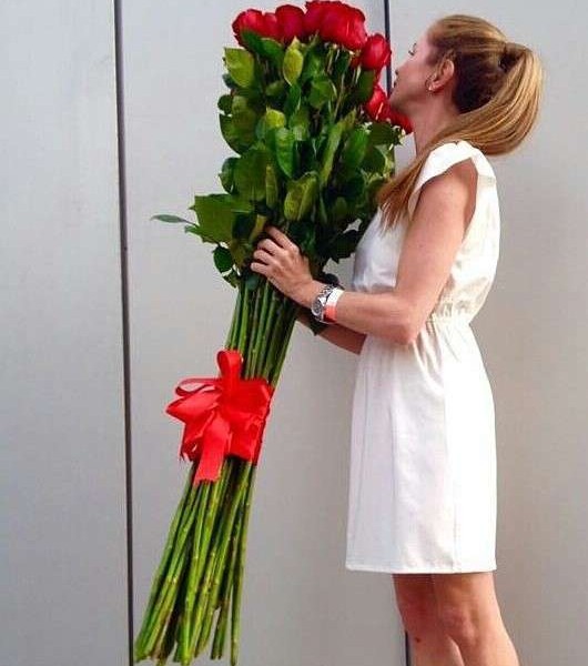 25 гигантских Красных роз 130 см 