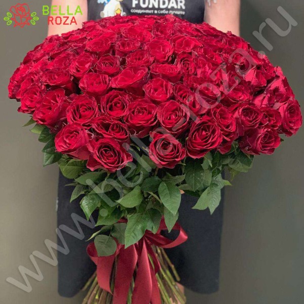 51 красная роза Фридом 100 см