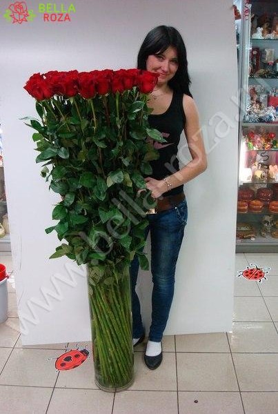 45 гигантских Красных роз 150см