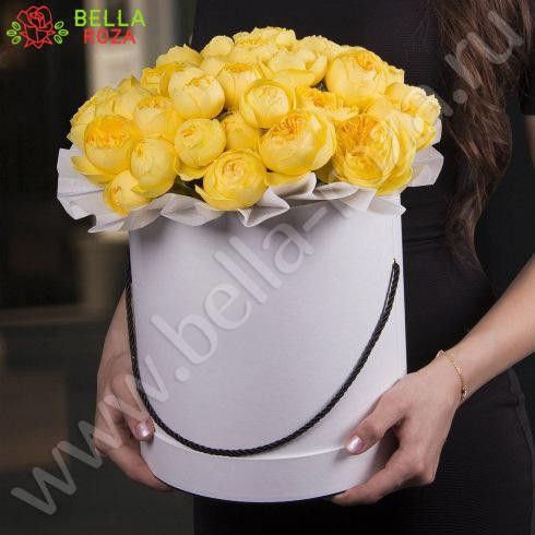 Букет Желтые розы в шляпной коробке «Каталина»