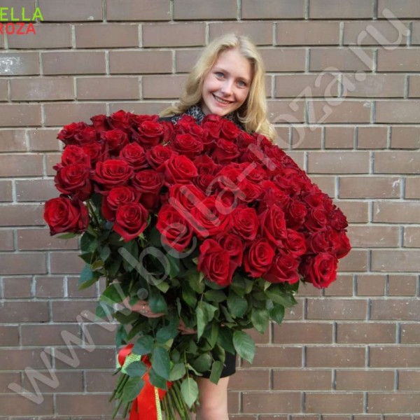 101 гигантская Красная роза 110 см 