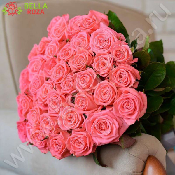 27 розовых роз 100 см