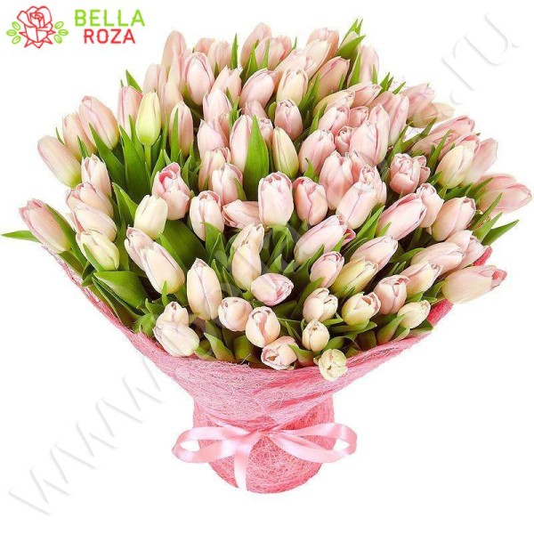 Букет Тюльпаны розовые 75 шт
