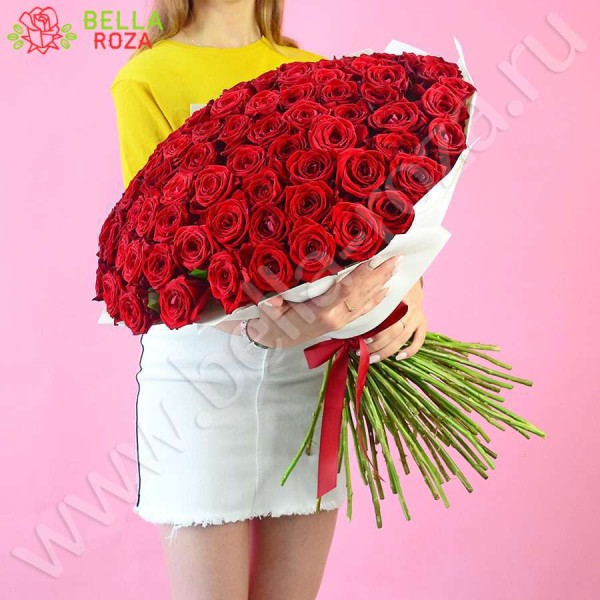 Букет из 101 красной розы 80 см
