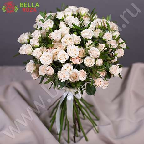 Букет из 25 белых кустовых роз 60-70 см